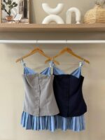 Tailored corset style spaghetti strap top