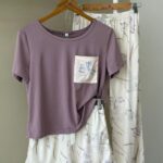 Iris print 3 piece lilac pajama