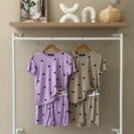 'Adore' heart print ribbed pajama