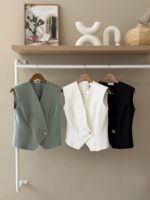 Asymmetrical single button tailored vest