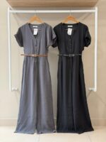 Belted v-neck wide leg jumpsuit