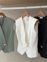 Asymmetrical single button tailored vest - Image 2