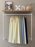 Linen wide leg pants with rope belt