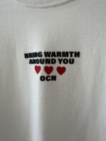 Heart motif contrast stitch white t-shirt - Image 2