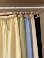 Linen wide leg pants with rope belt - Image 2