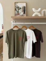 Heart graphic print crew neck t-shirt