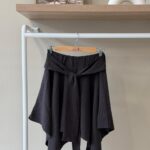 Tie waist handkerchief hem black and brown skirt
