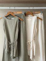 Tie waist top and wide leg pants linen set - Image 2