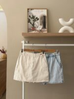 Side zip mini denim skort