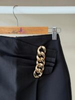 Gold chain detail mini black skirt - Image 2
