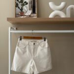 High waisted off white denim short