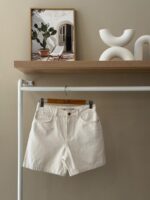 High waisted off white denim short