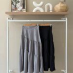 Asymmetrical tiered midi skirt