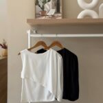 Asymmetrical layered drape top