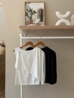 Asymmetrical layered drape top