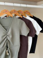 Draped v-neck buckle detail top - Image 2