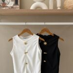 Sun motif gold accented tank top