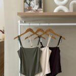 Square neck bodysuit with gold button detail