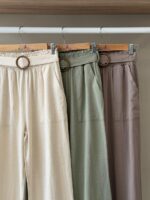 Belted wide leg linen trousers - Image 2