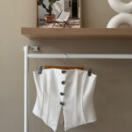 Jeweled button white corset top