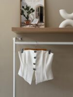 Jeweled button white corset top