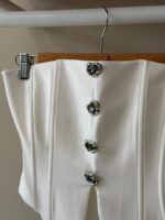 Jeweled button white corset top - Image 2