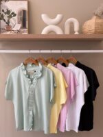 Ruffle trim v-neck linen top - Image 2
