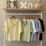 Button accent henly linen top