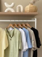 Button accent henly linen top - Image 2