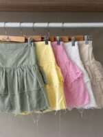 Tiered ruffle linen mini skort - Image 2