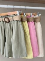 Paperbag waist belted linen shorts - Image 3