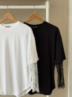 Lace sleeve layered t-shirt - Image 2