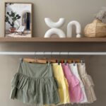 Tiered ruffle linen mini skort