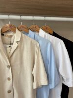 Short sleeve notch lapel linen shirt - Image 3