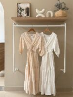 Twist front tiered linen maxi dress