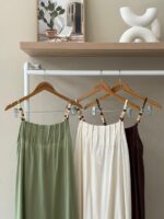 Linen blend dress with wood bead straps - Image 2