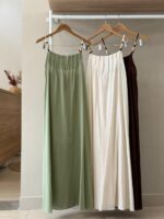 Linen blend dress with wood bead straps