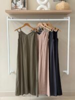 V neck knotted shoulder maxi dress
