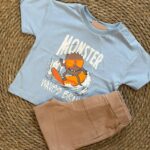 Blue Monster Surf T-Shirt and Shorts Set