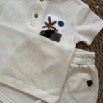 Cream Knit T-Shirt and Shorts Set
