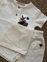 Cream Knit T-Shirt and Shorts Set