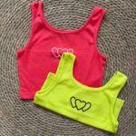 Heart Embroidered Crop Tank Tops