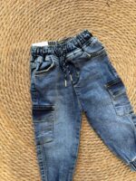 Blue Denim Cargo Jogger Pants - Image 2
