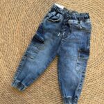 Blue Denim Cargo Jogger Pants
