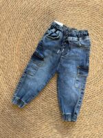 Blue Denim Cargo Jogger Pants