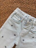 Light Blue  Pants With Floral Embroidery - Image 2