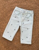Light Blue  Pants With Floral Embroidery