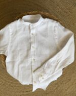 Linen Mandarin Collar Shirt - Image 2