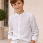 Linen Mandarin Collar Shirt