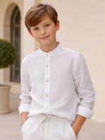 Linen Mandarin Collar Shirt